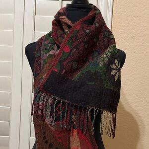 Elegant Multicolor Scarf with Fringe